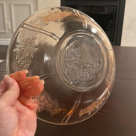 Rose of Sharon Berry Dessert Bowl Pink Glass Federal Glass Vintage Excellent … - Picture 6 of 8